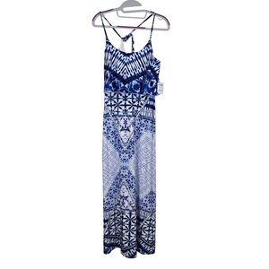Charlotte Russe Blue and White Maxi Dress